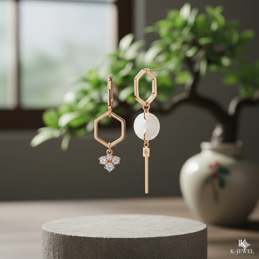 Hexagon & Jade Serenity Drop Earrings